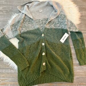 Hurley Green and Gray Hooded Cardigan